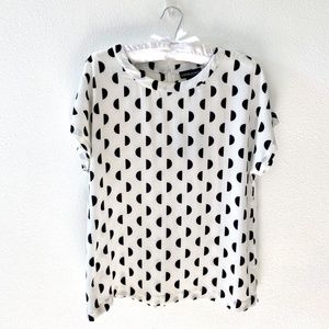 Cynthia Rowley Boxy Black and White Crepe Top, Size M, NWT